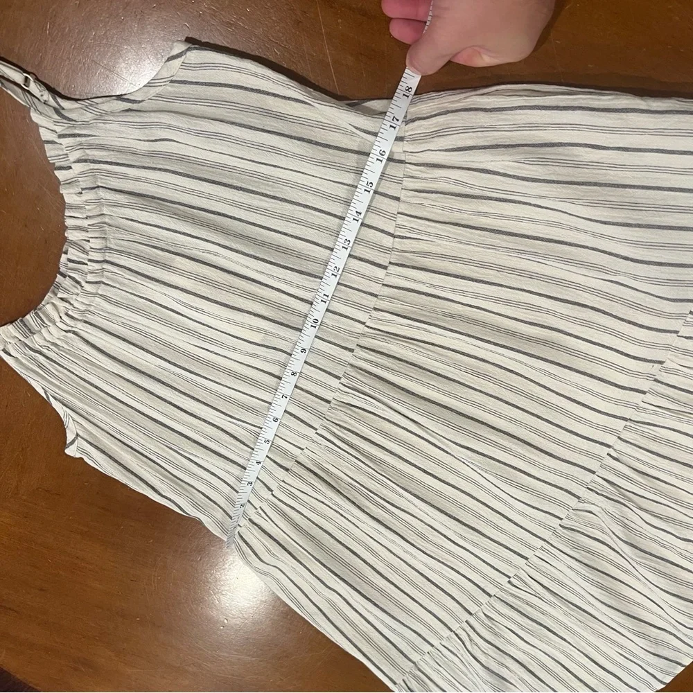 NEW $98 Evereve Harper Gauze Sundress Black/Cream Stripe Tiered Sleeveless Mini - Picture 14 of 16